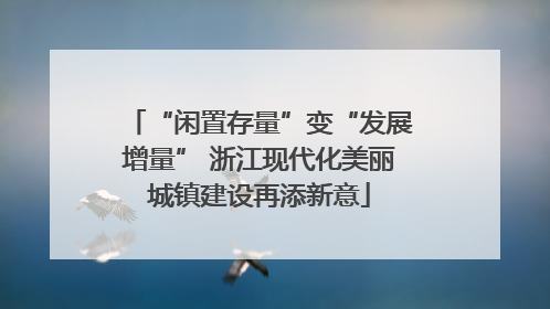 “闲置存量”变“发展增量” 浙江现代化美丽城镇建设再添新意