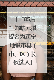 “85后”郑皓元拟提名为辽宁地级市县（市、区）长候选人
