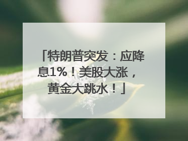 特朗普突发：应降息1%！美股大涨，黄金大跳水！