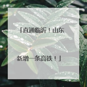 直通临沂！山东新增一条高铁！