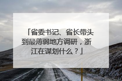 省委书记、省长带头到最薄弱地方调研，浙江在谋划什么？