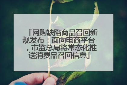 网购缺陷商品召回新规发布：面向电商平台，市监总局将常态化推送消费品召回信息