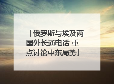 俄罗斯与埃及两国外长通电话 重点讨论中东局势