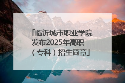 临沂城市职业学院发布2025年高职（专科）招生简章
