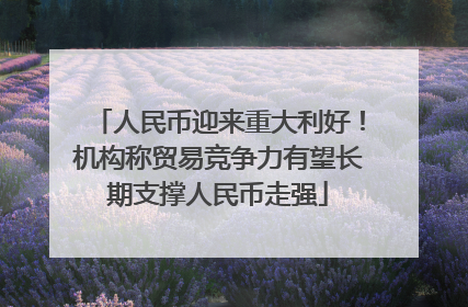 人民币迎来重大利好！机构称贸易竞争力有望长期支撑人民币走强