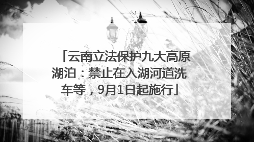 云南立法保护九大高原湖泊：禁止在入湖河道洗车等，9月1日起施行