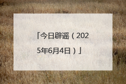 今日辟谣（2025年6月4日）