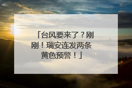 台风要来了？刚刚！瑞安连发两条黄色预警！