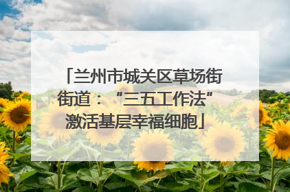 兰州市城关区草场街街道：“三五工作法”激活基层幸福细胞