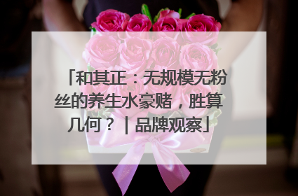 和其正：无规模无粉丝的养生水豪赌，胜算几何？｜品牌观察