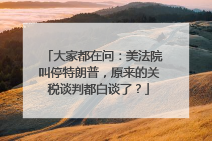 大家都在问：美法院叫停特朗普，原来的关税谈判都白谈了？