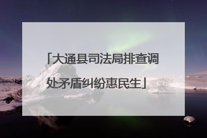 大通县司法局排查调处矛盾纠纷惠民生