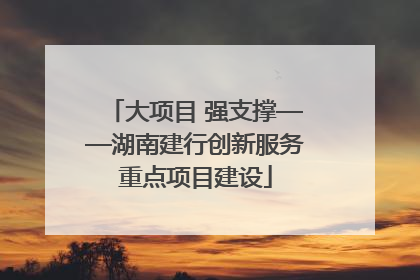 大项目 强支撑——湖南建行创新服务重点项目建设