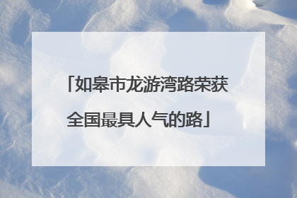 如皋市龙游湾路荣获全国最具人气的路