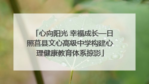 心向阳光 幸福成长—日照莒县文心高级中学构建心理健康教育体系掠影