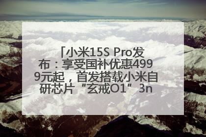 小米15S Pro发布：享受国补优惠4999元起，首发搭载小米自研芯片“玄戒O1”3nm旗舰处理器