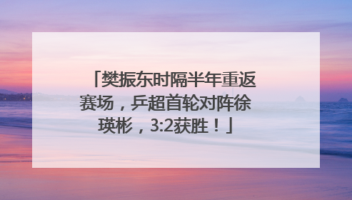 樊振东时隔半年重返赛场，乒超首轮对阵徐瑛彬，3:2获胜！