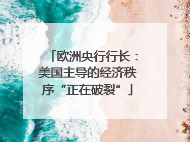 欧洲央行行长：美国主导的经济秩序“正在破裂”