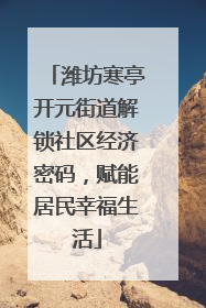潍坊寒亭开元街道解锁社区经济密码，赋能居民幸福生活