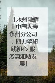 永州融耀丨中国人寿永州分公司：四力擎旗践初心 服务潇湘助发展