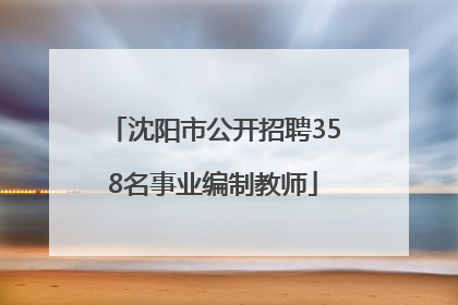 沈阳市公开招聘358名事业编制教师