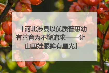 河北涉县以优质普惠幼有善育为不懈追求——让山里娃眼眸有星光