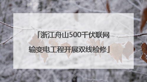 浙江舟山500千伏联网输变电工程开展双线检修