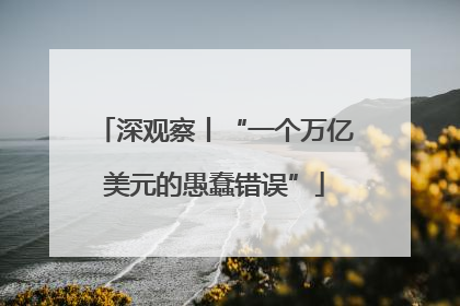 深观察丨“一个万亿美元的愚蠢错误”