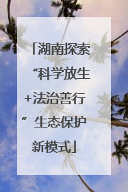 湖南探索“科学放生+法治善行”生态保护新模式