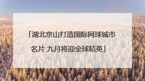 湖北京山打造国际网球城市名片 九月将迎全球精英