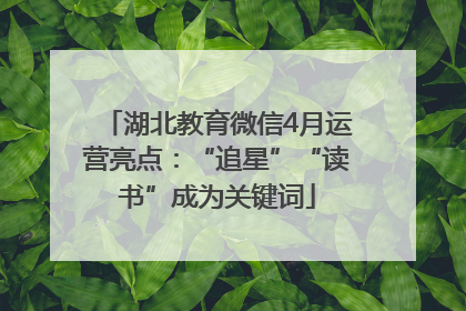 湖北教育微信4月运营亮点：“追星”“读书”成为关键词