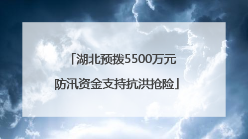 湖北预拨5500万元防汛资金支持抗洪抢险