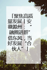 聚焦高质量发展丨安徽滁州：“融圈进群”借东风，当好发展“合伙人”