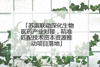 苏滨联动深化生物医药产业对接，精准匹配技术资本资源推动项目落地