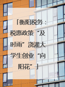 衡阳税务：税惠政策“及时雨”浇灌大学生创业“向阳花”