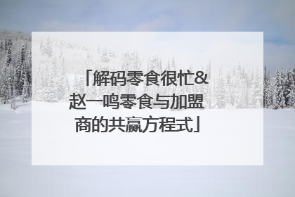 解码零食很忙&赵一鸣零食与加盟商的共赢方程式