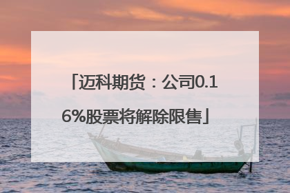 迈科期货：公司0.16%股票将解除限售