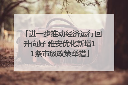 进一步推动经济运行回升向好 雅安优化新增11条市级政策举措