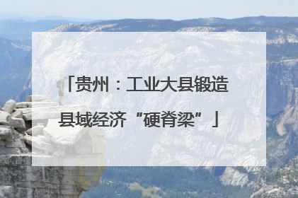 贵州：工业大县锻造县域经济“硬脊梁”