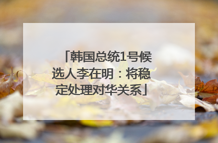 韩国总统1号候选人李在明：将稳定处理对华关系