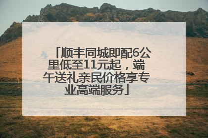 顺丰同城即配6公里低至11元起，端午送礼亲民价格享专业高端服务