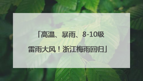 高温、暴雨、8-10级雷雨大风！浙江梅雨回归