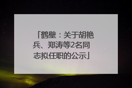 鹤壁：关于胡艳兵、郑涛等2名同志拟任职的公示