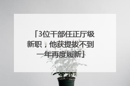 3位干部任正厅级新职，他获提拔不到一年再度履新