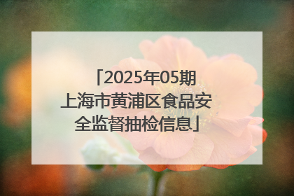 2025年05期上海市黄浦区食品安全监督抽检信息