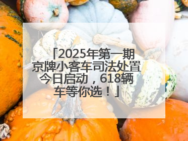 2025年第一期京牌小客车司法处置今日启动，618辆车等你选！